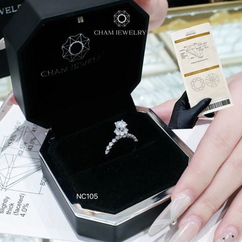 Nhẫn NC105 CHAM JEWELRY, Full Đá Moissanite, Chủ 5.5mm (Barcode TVM55)