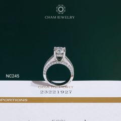 Nhẫn NC245 CHAM JEWELRY, Full Moissanite Chủ 7.5mm (Barcode OCNN52)