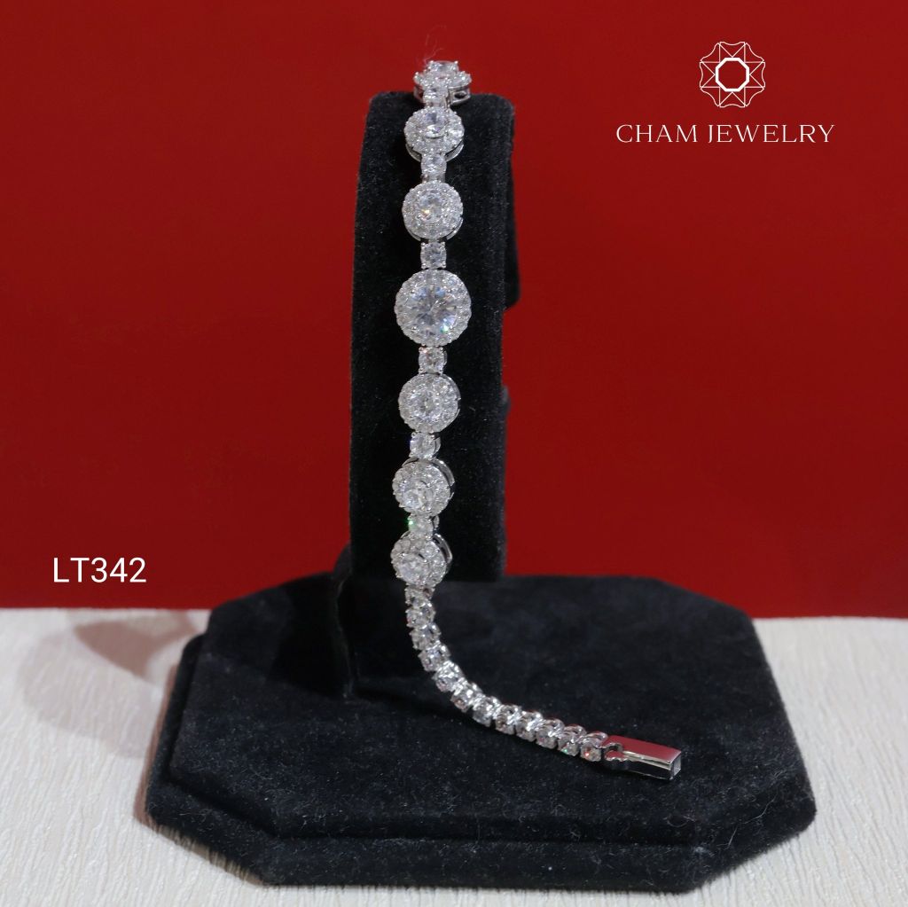 Lắc Tay LT342 CHAM JEWELRY, Lắc Tay Full Đá Tròn (Barcode KLT03)