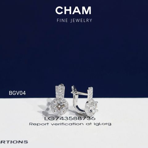 Hoa Tai BGV04 Vàng 10k Chủ 4.5mm Kim Cương Lab Grown Diamond