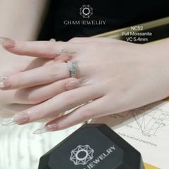 Nhẫn NC52 CHAM JEWELRY, Full Kim Cương Moissanite 5.4mm (Barcode ONNU38).