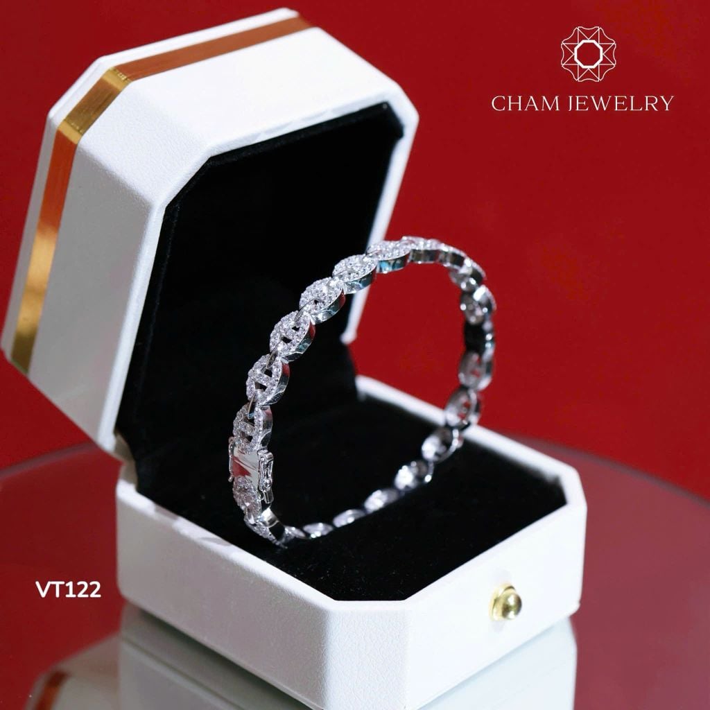 Vòng Tay CHAM JEWELRY VT122, Vòng Kiểu Bản 6.0mm (Barcode CV7454)