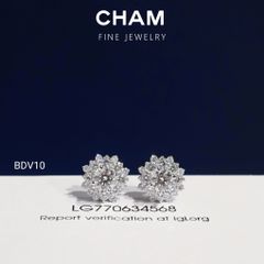 Hoa Tai BDV10 Vàng 10k Chủ 4.5mm Kim Cương Lab Grown Diamond