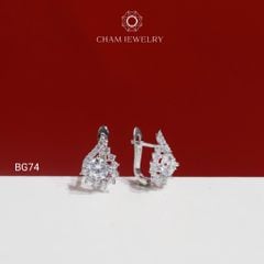 Hoa Tai BG74 CHAM JEWELRY, Hoa Tai Kiểu Giọt Nước Chủ 5.0mm (Barcode TBG597)