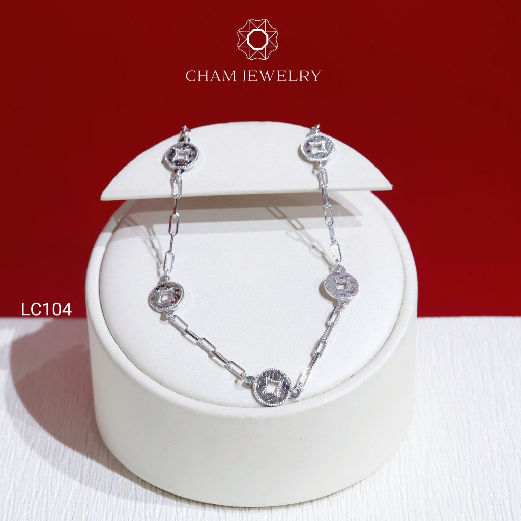 Lắc Chân LC104 CHAM JEWELRY, Lắc Chân Kim Tiền Bảng 8.0mm (Barcode CLACY113).