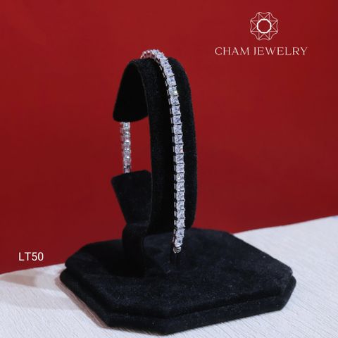 Lắc Tay CHAM JEWELRY LT50, Lắc Tay Full Đá Vuông 3.0mm (Barcode TLT1387)