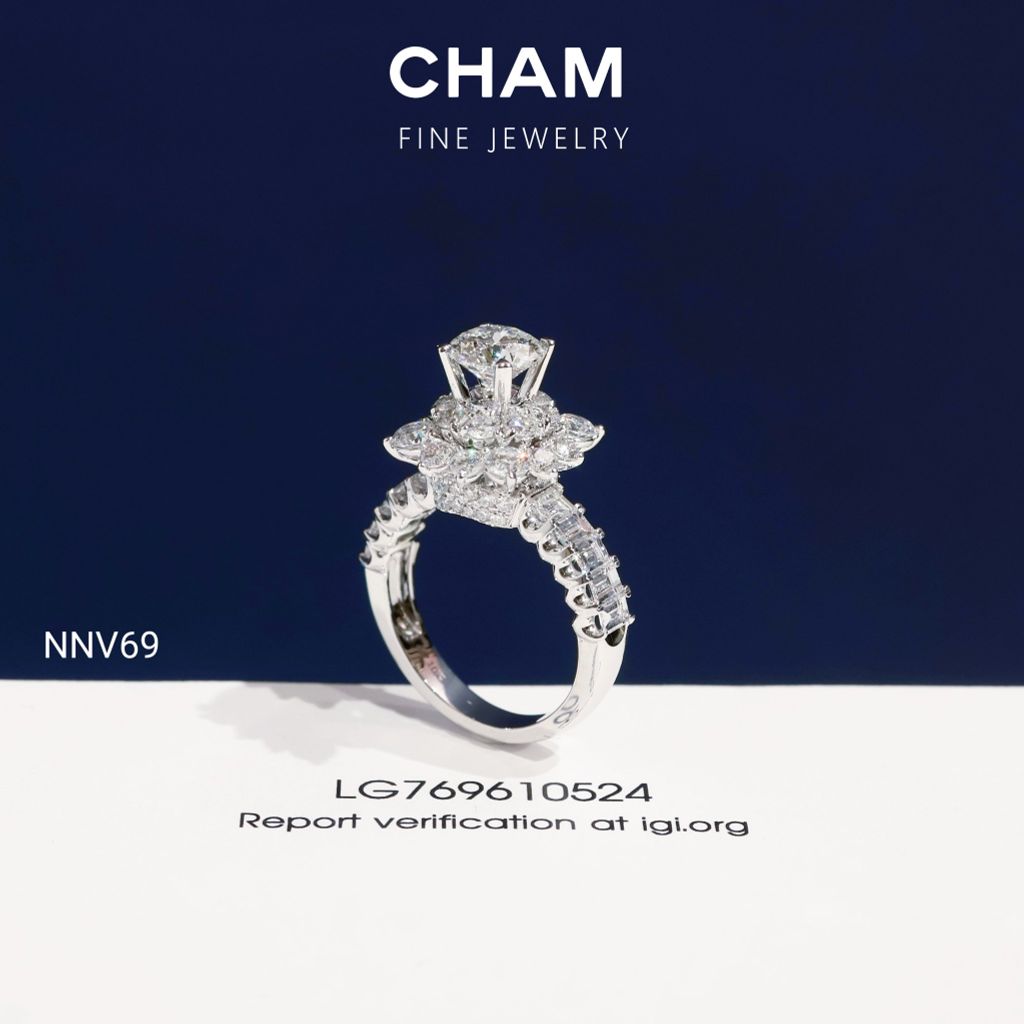 Nhẫn Nữ NNV69 Vàng 10k Chủ 6.3mm Kim Cương Lab Grown Diamond (Barcode DNU07)