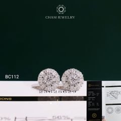 Hoa Tai BC112 CHAM JEWELRY, Hoa Tai Chủ 4.0mm Full Moissanite C&C ( OCB36 )
