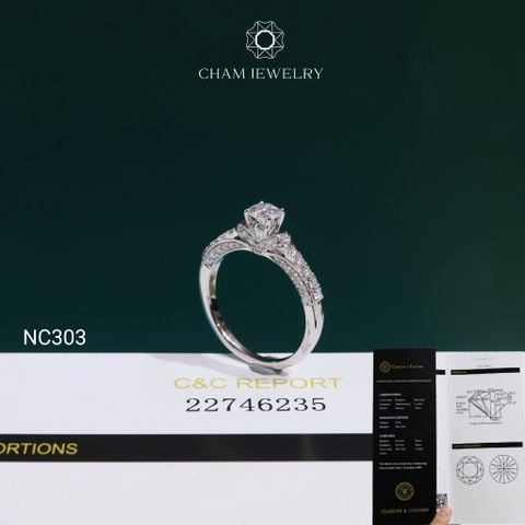 Nhẫn NC303 CHAM JEWELRY, Đá Moissanite C&C Chủ 4.5mm (Barcode OCNN99)