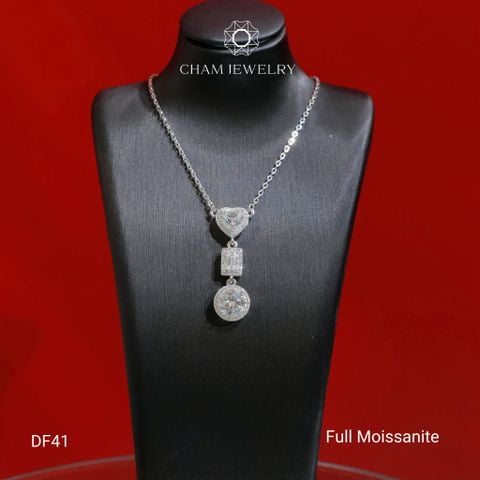 Dây Chuyền DF41 CHAM JEWELRY, Dây Liền Mặt Full Đá Moissanite (Barcode OCD05).