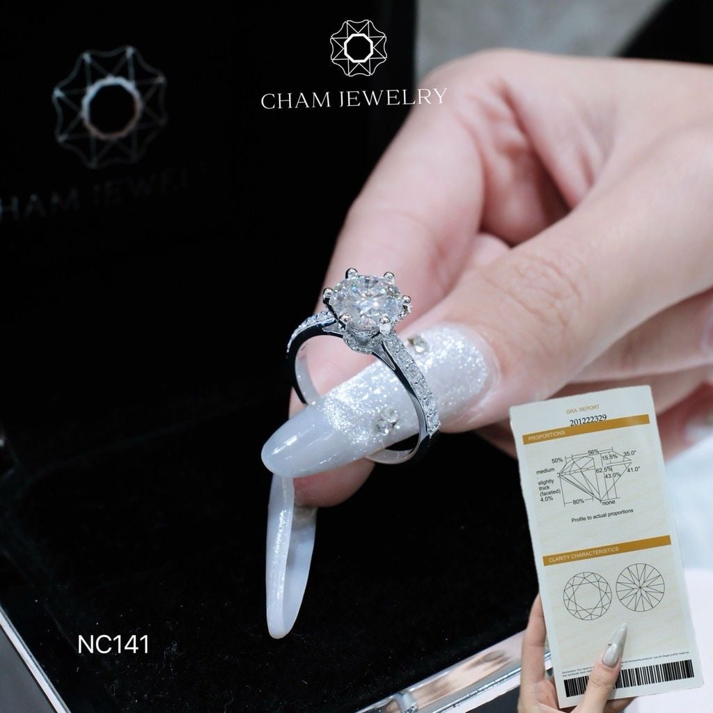 Nhẫn NC141 CHAM JEWELRY, Full Đá Moissanite Chủ 7.2mm (Barcode ONNU214)