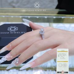 Nhẫn NC119 CHAM JEWELRY, Full Đá Moissanite, Chủ 5.4mm