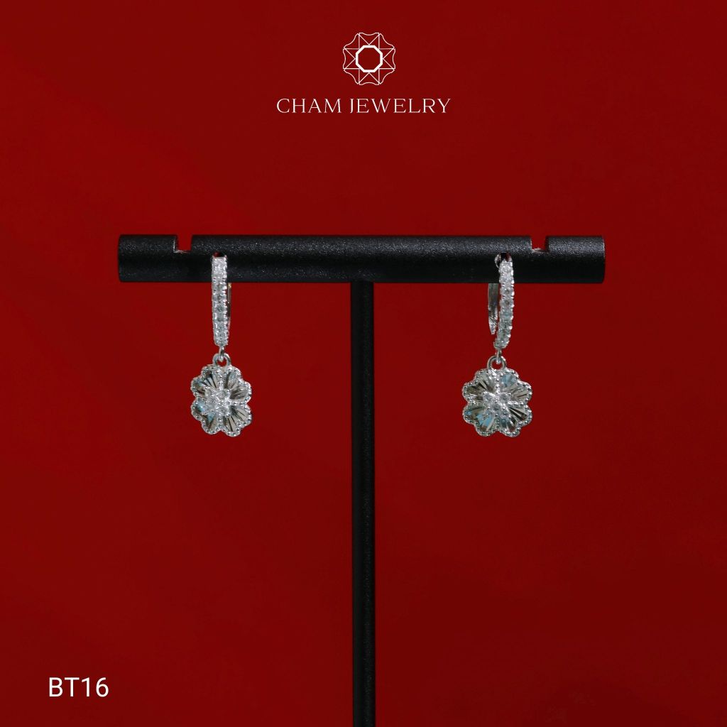Hoa Tai CHAM JEWERLY BT16, Hoa Tai Tòn Ten Cỏ 4 Lá ( Barcode TBT852).