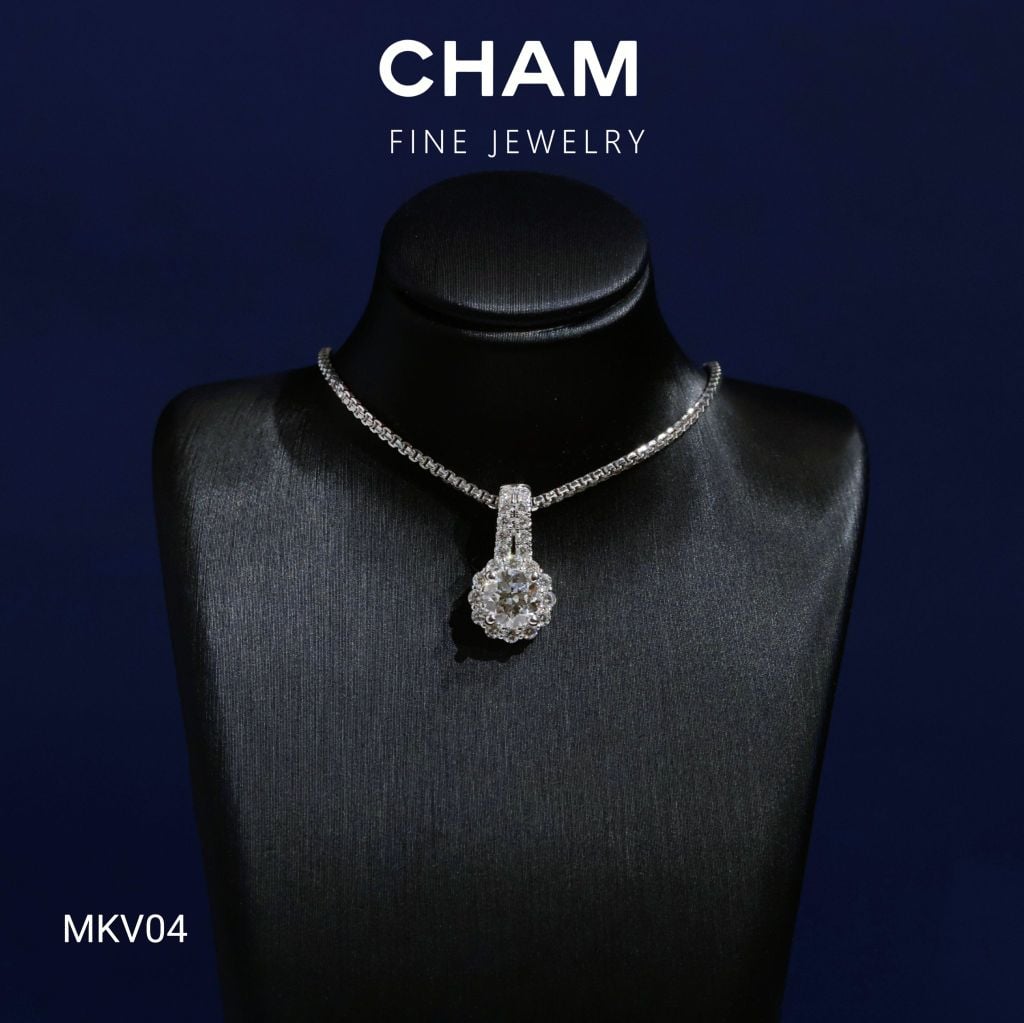 Mặt Dây Chuyền MKV04 Vàng 10k Chủ 6.0mm Kim Cương Lab Grown Diamond ( Barcode DM1)