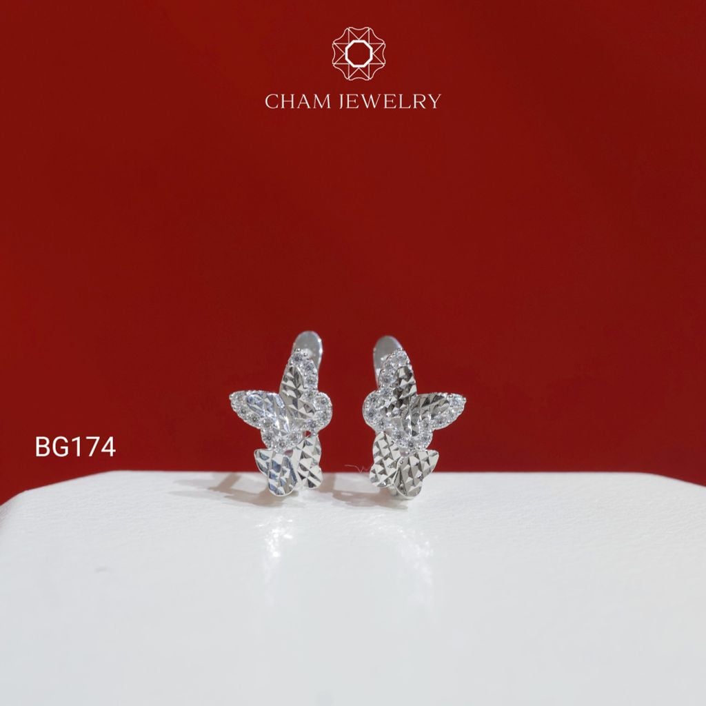 Hoa Tai CHAM JEWELRY BG174, Hoa Tai Bướm Đôi Chạm Máy (Barcode TBG714).