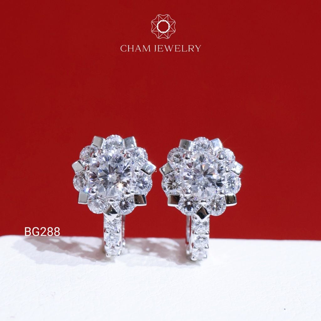 Hoa Tai BG288 CHAM JEWELRY, Xoàn Tia Chạm Máy Chủ 5.0mm (Barcode TBG969).