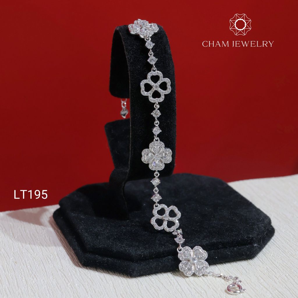 Lắc Tay LT195 CHAM JEWELRY, Lắc Cỏ 4 Lá (Barcode CTNT34).