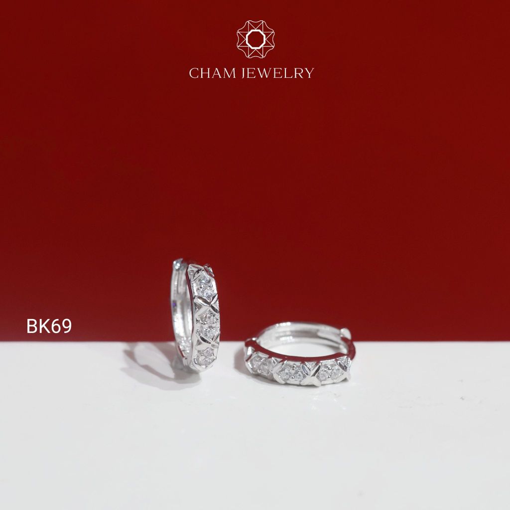 Hoa Tai BK69 CHAM JEWELRY, Hoa Tai Khoen Kiểu (Barcode TBK399).