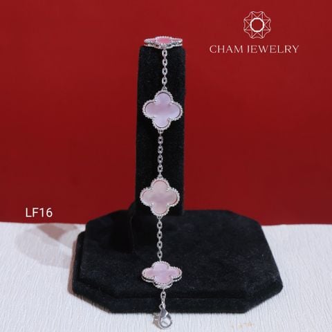 Lắc Tay LF16 CHAM JEWELRY, Lắc 4 Lá Hồng Xà Cừ Bản 13.0mm (Barcode OLT6).
