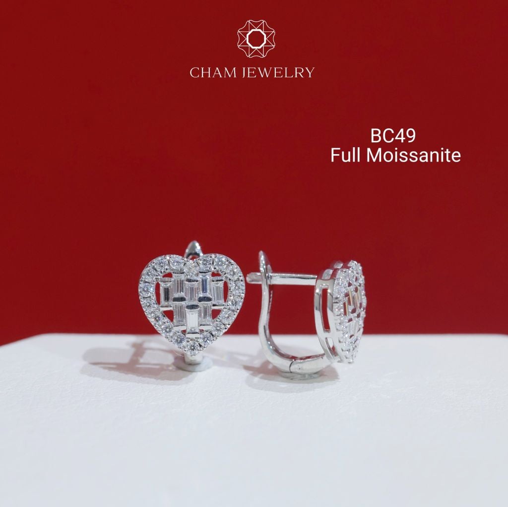 Hoa Tai CHAM JEWELRY BC49, Full Moissanite  (Barcode OPB01)