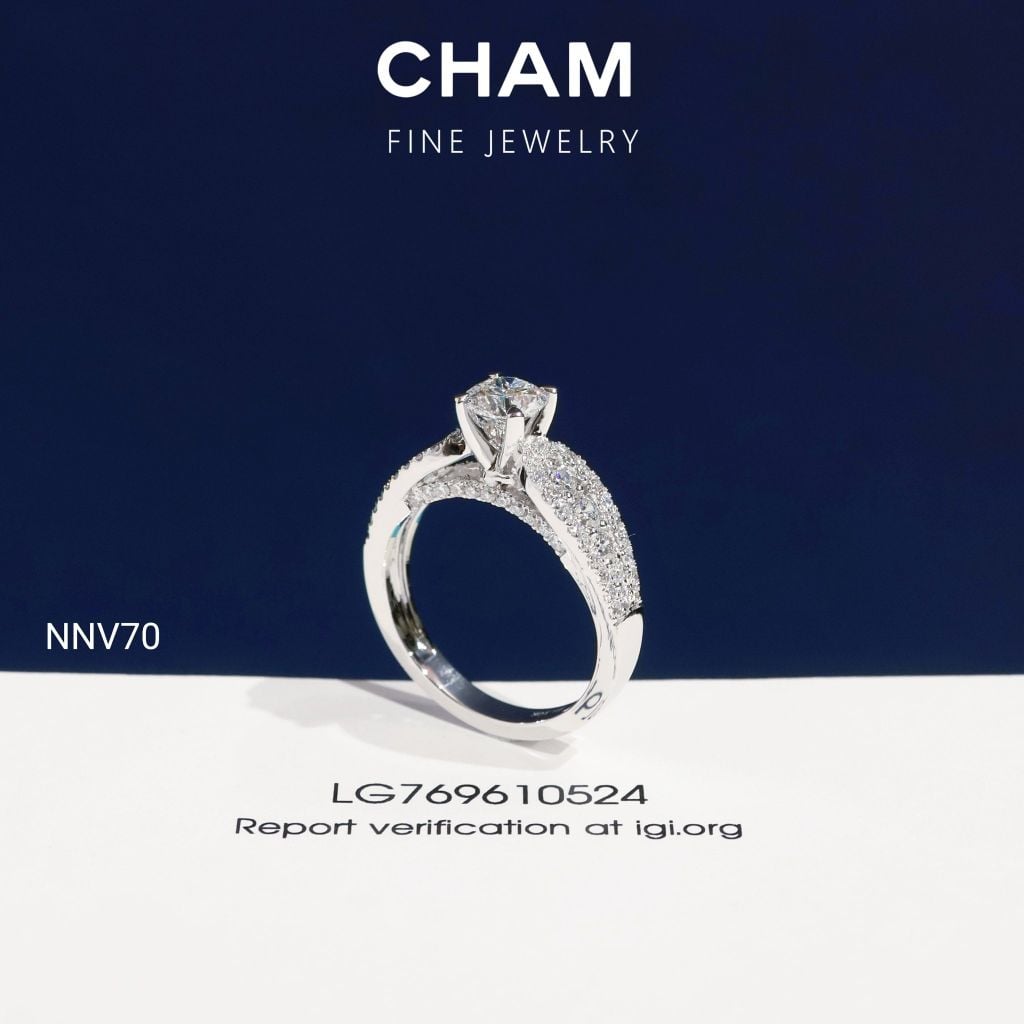 Nhẫn Nữ NNV70 Vàng 10k Chủ 5.4mm Kim Cương Lab Grown Diamond (Barcode DNU11)
