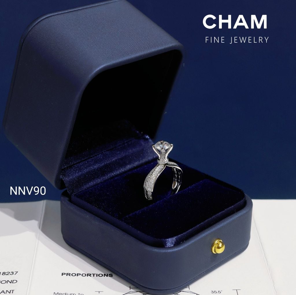 Nhẫn Nữ NNV90 Vàng 10k Chủ 6.3mm Kim Cương Lab Grown Diamond (Barcode DNU22)