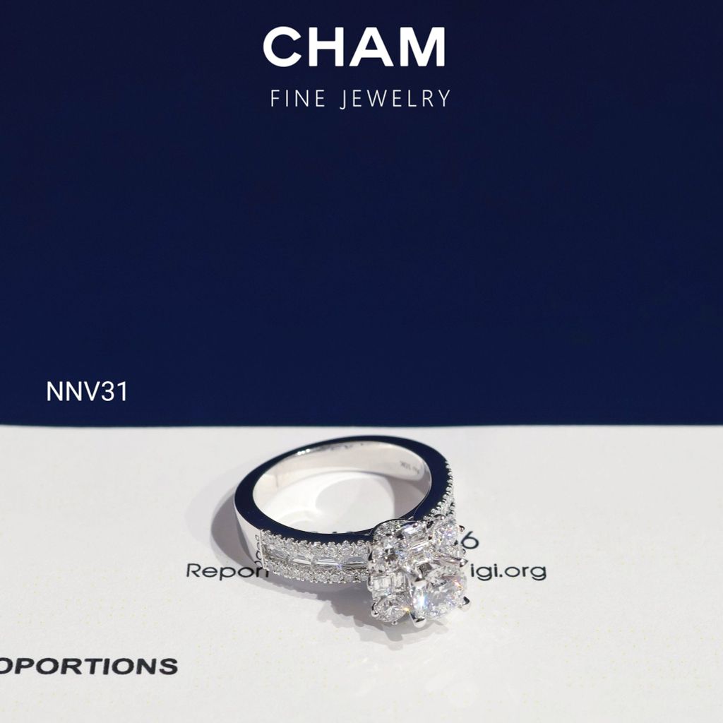 Nhẫn Nữ NNV31 Vàng 10k Chủ 5.4mm Kim Cương Lab Grown Diamond