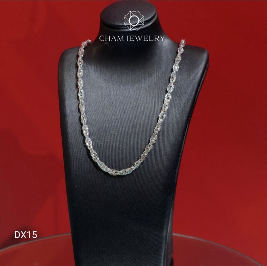 Dây Chuyền CHAM JEWERY DX15, Dây Xoắn Lá Ovan Bản 3.0mm (Barcode TDBC856)