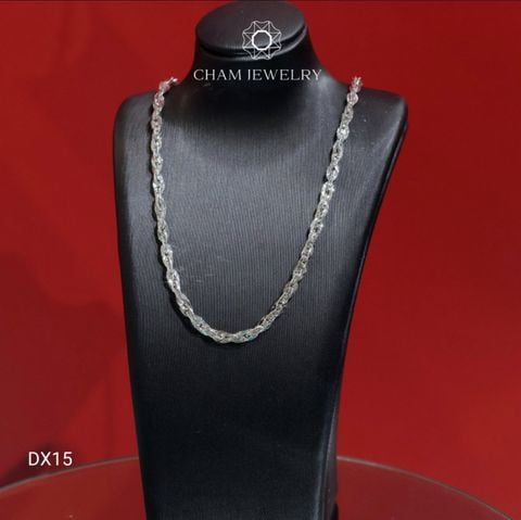 Dây Chuyền CHAM JEWERY DX15, Dây Xoắn Lá Ovan Bản 3.0mm (Barcode TDBC856)