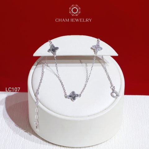 Lắc Chân LC107 CHAM JEWELRY,Lắc Cỏ 4 Lá Trắng Bảng 9.0mm (Barcode CLACY507).