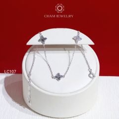 Lắc Chân LC107 CHAM JEWELRY,Lắc Cỏ 4 Lá Trắng Bảng 9.0mm (Barcode CLACY507).