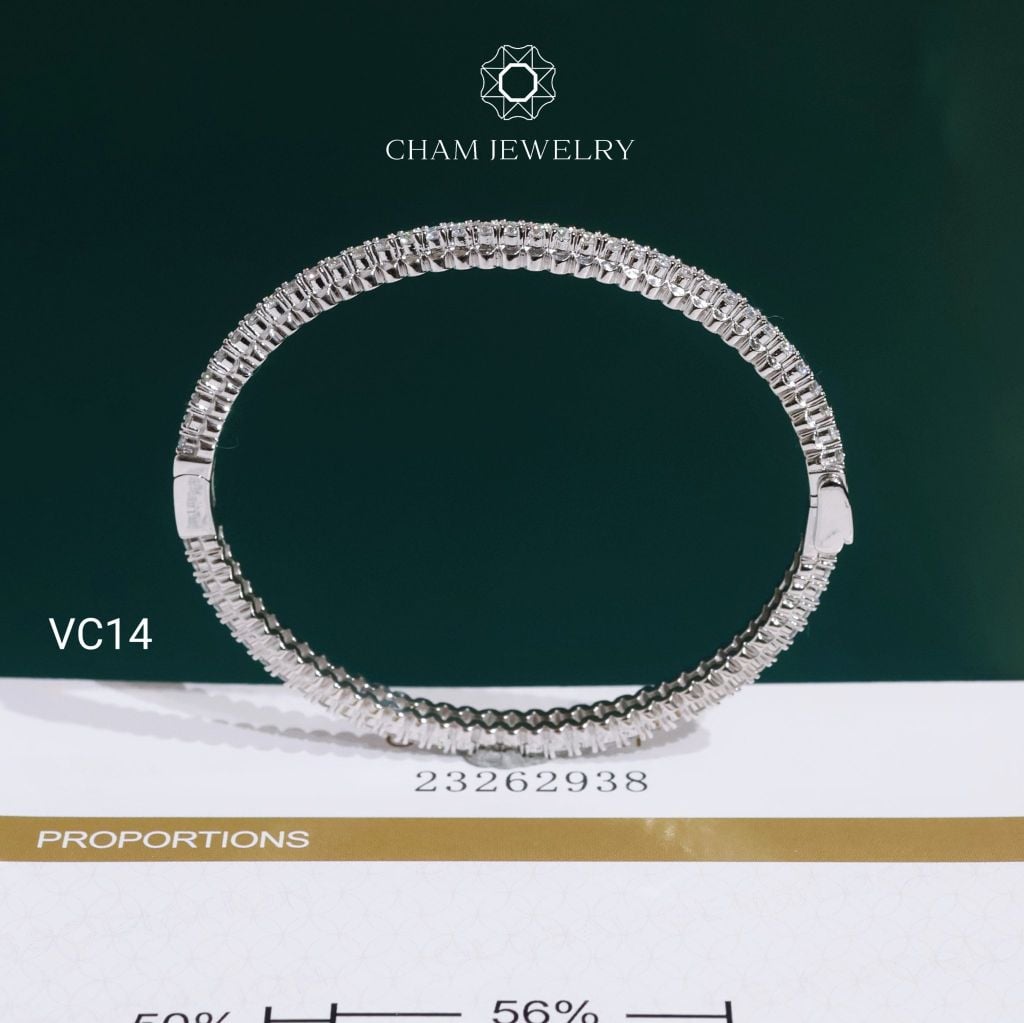 Vòng Tay VC14 CHAM JEWELRY, Vòng Full Moissanite Đá 2.0mm (Barcode OCV14).