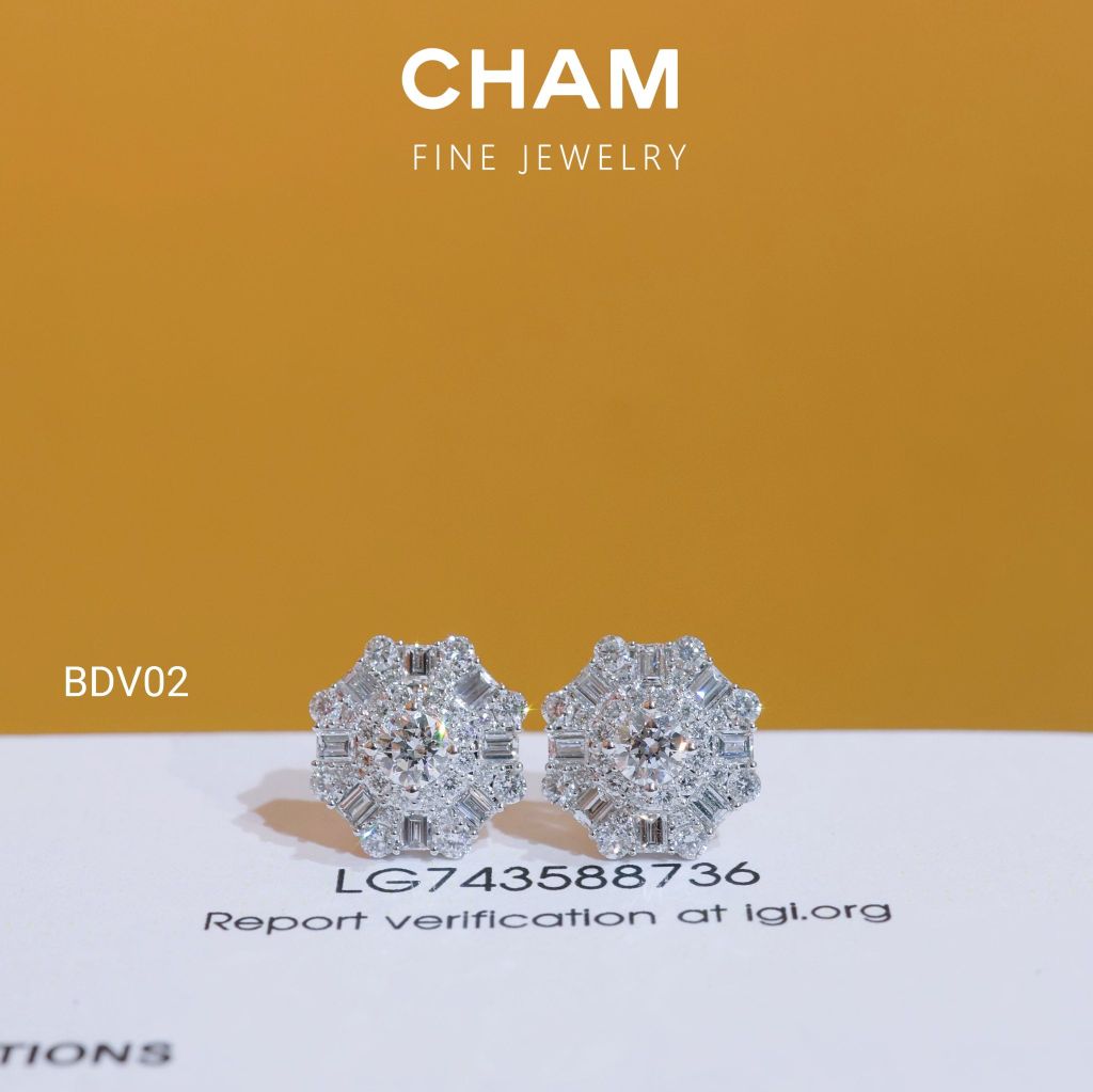 Hoa Tai BDV02 Chủ 3.3mm D VVS2 Vàng 10k Kim Cương Lab Grown Diamond