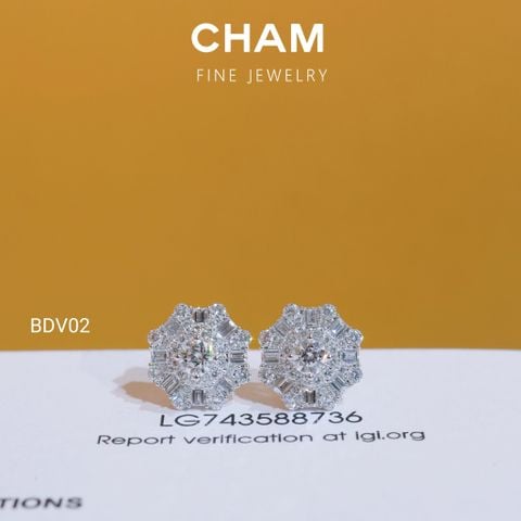 Hoa Tai BDV02 Chủ 3.3mm D VVS2 Vàng 10k Kim Cương Lab Grown Diamond