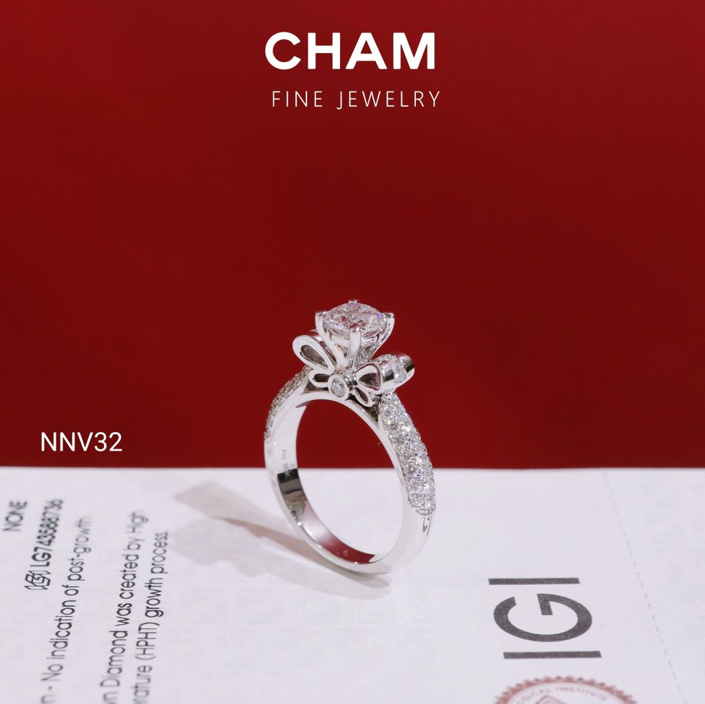 Nhẫn Nữ NNV32 Vàng 10k Chủ 5.4mm Kim Cương Lab Grown Diamond