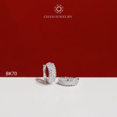 Hoa Tai BK70 CHAM JEWELRY, Hoa Tai Khoen Đá Barget Bản 4.5mm (Barcode TBK107).