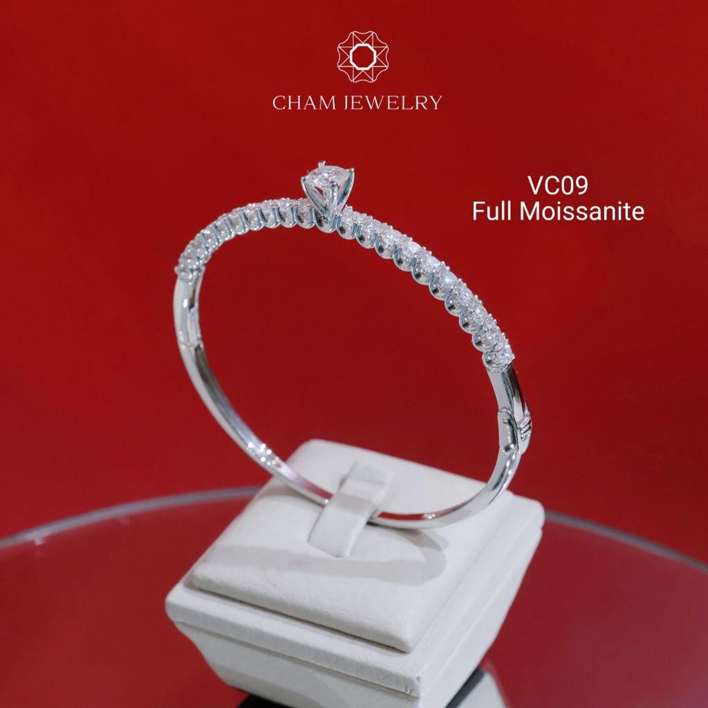 Vòng Tay VC09 CHAM JEWELRY, Vòng Full Moissanite Chủ 5.5mm (Barcode OCV02).