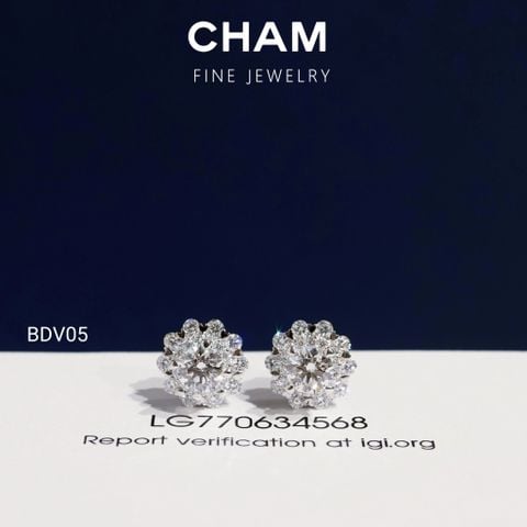 Hoa Tai BDV05 Vàng 10k Chủ 4.5mm Kim Cương Lab Grown Diamond