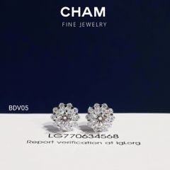 Hoa Tai BDV05 Vàng 10k Chủ 4.5mm Kim Cương Lab Grown Diamond