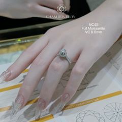 Nhẫn NC45 CHAM JEWELRY, Full Moissanite 6.0mm (Barcode TFM40).