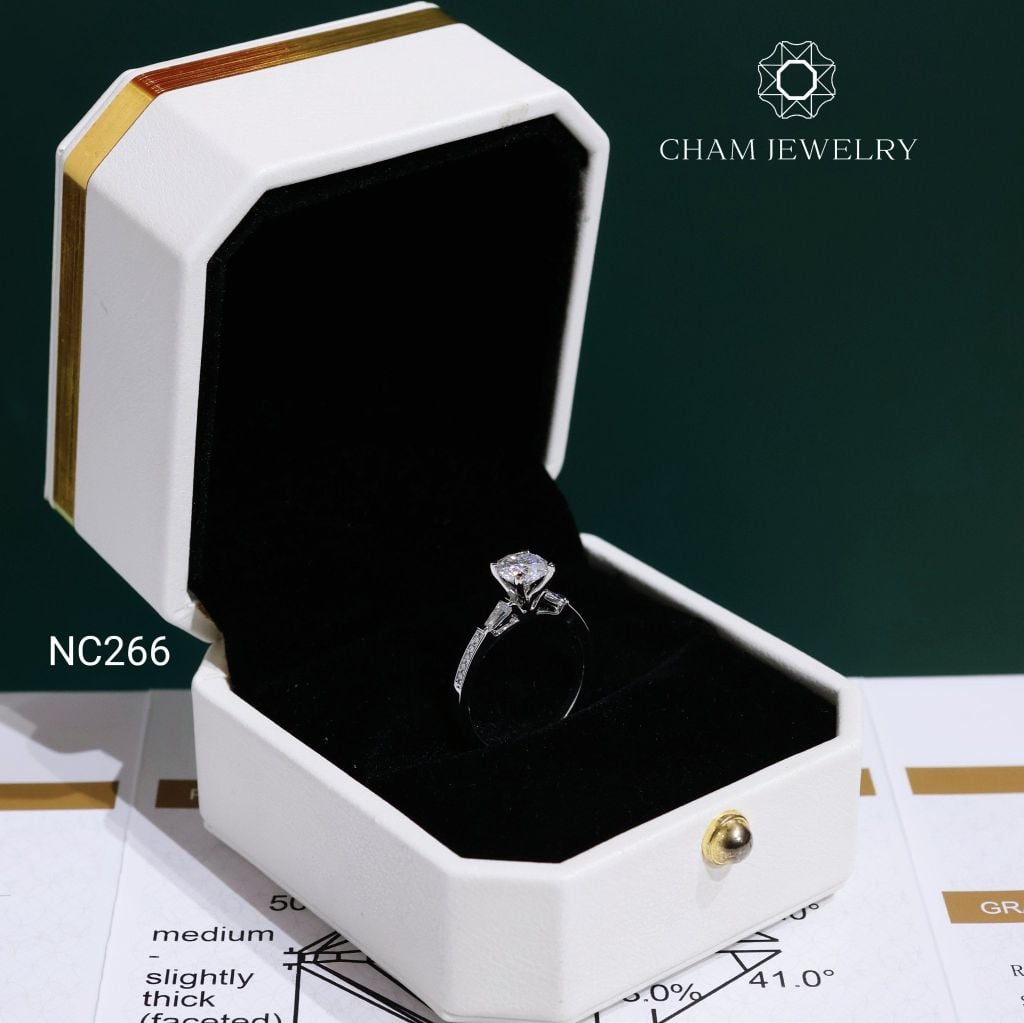 Nhẫn NC266 CHAM JEWELRY, Nhẫn Full Đá Moissanite Chủ 6.0mm (Barcode OCNN96)