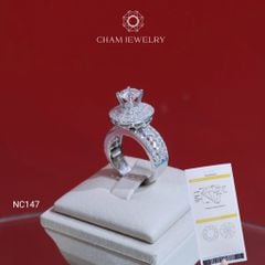 Nhẫn NC147 CHAM JEWELRY, Full Đá Moissanite Chủ 6.3mm (Barcode ONNU155).