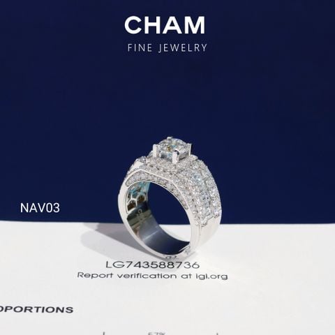 Nhẫn Nam NAV03 Chủ 6.8mm Vàng 10k Kim cương Lab-grown