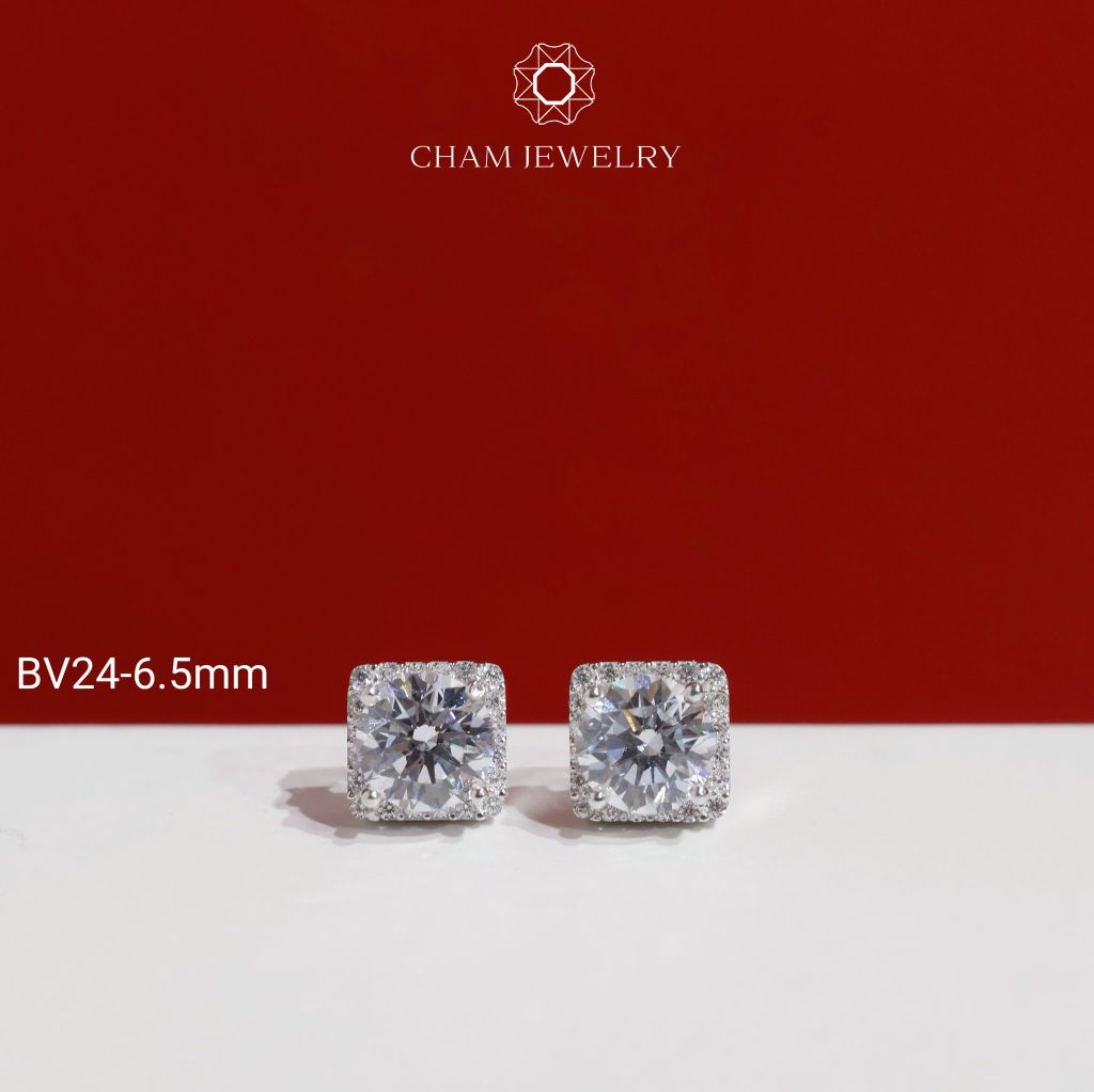 Hoa Tai CHAM JEWELRY BV24, Hoa Tai Xoàn Vuông  (Barcode TBV19  - TBV20 - TBV97 ).