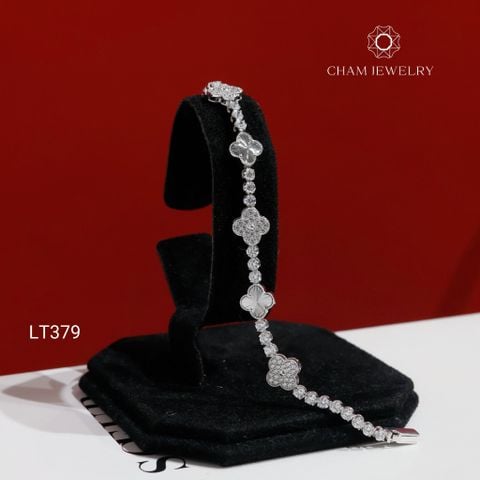 Lắc Tay LT379 CHAM JEWELRY , Lắc Cỏ 4 Lá Bản 8.0mm (Barcode KLV85)