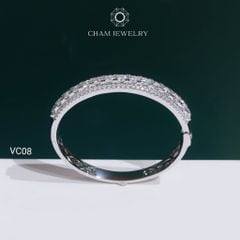 Vòng Tay VC08 CHAM JEWELRY, Vòng Full Moissanite Bản 10.0mm (Barcode OCV01).