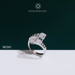 Nhẫn NC261 CHAM JEWELRY, Nhẫn Full Nửa Hàng Đá Moissanite (Barcode NNU317)