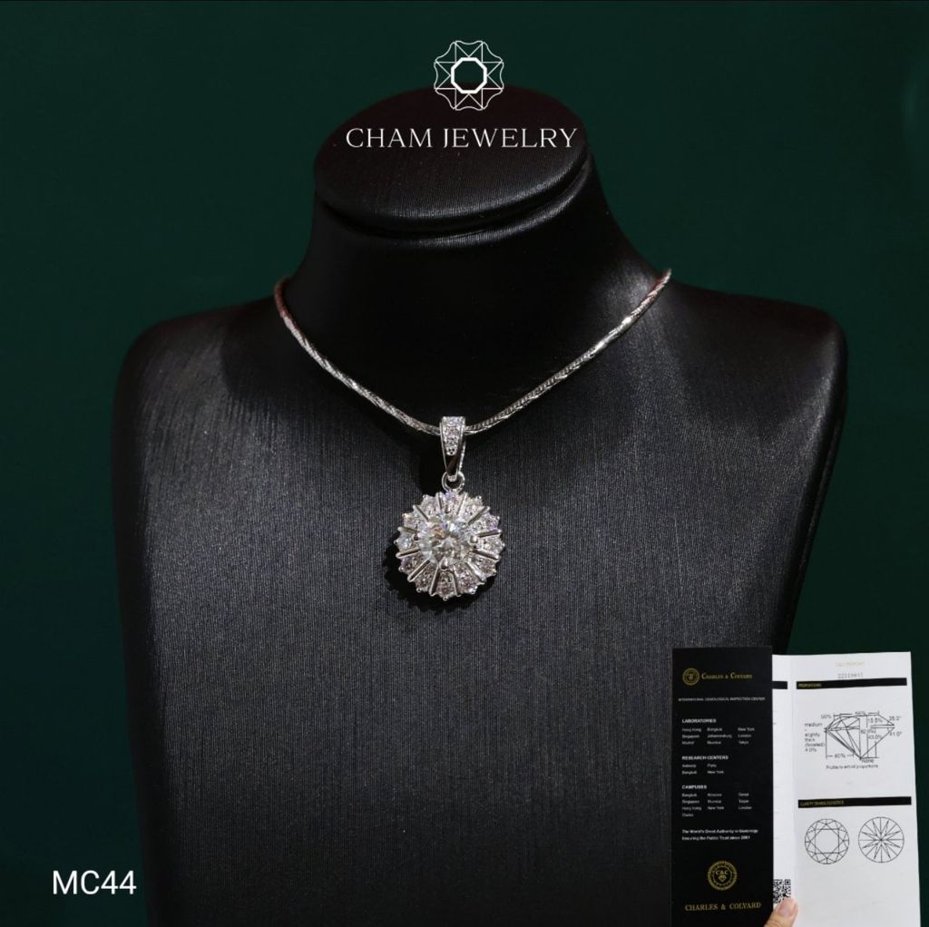 Mặt Dây Chuyền MC44 CHAM JEWELRY , Chủ 5.4mm Moissanite C&C (OCM35)