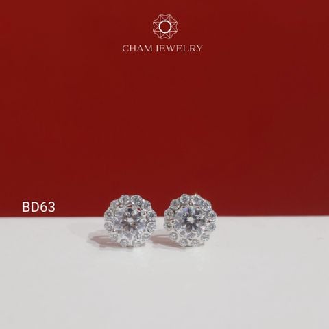 Hoa Tai BD63 CHAM JEWELRY, Hoa Tai Chủ 5.0mm (Barcode TBD1597).