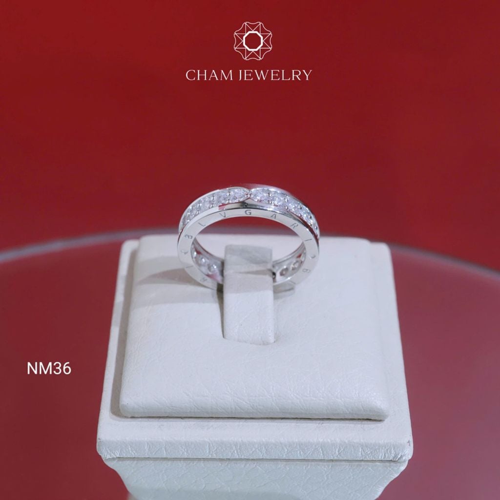 Nhẫn NM36 CHAM JEWELRY, Nhẫn Full Đá Bản 4.5mm (Barcode CN7117).